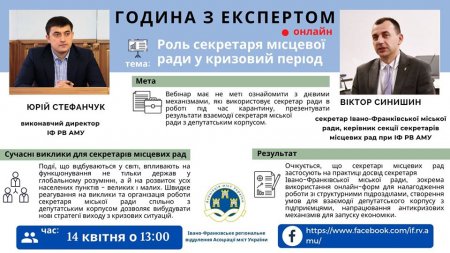 Година з експертом на тему: "Роль секретаря міської ради у кризовий період."