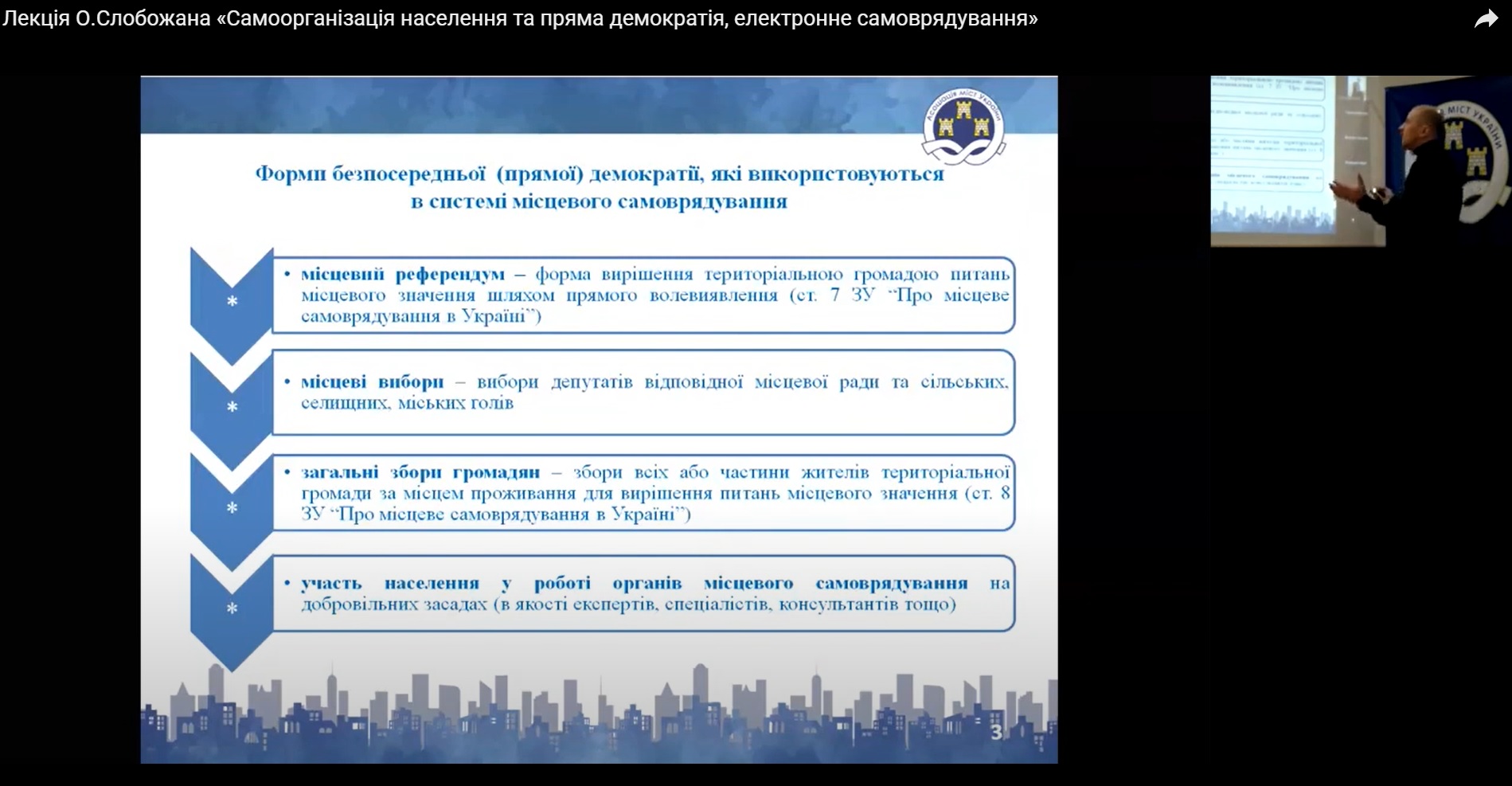 «Самоорганізація населення та пряма демократія, електронне самоврядування» - відео лекції О.Слобожана